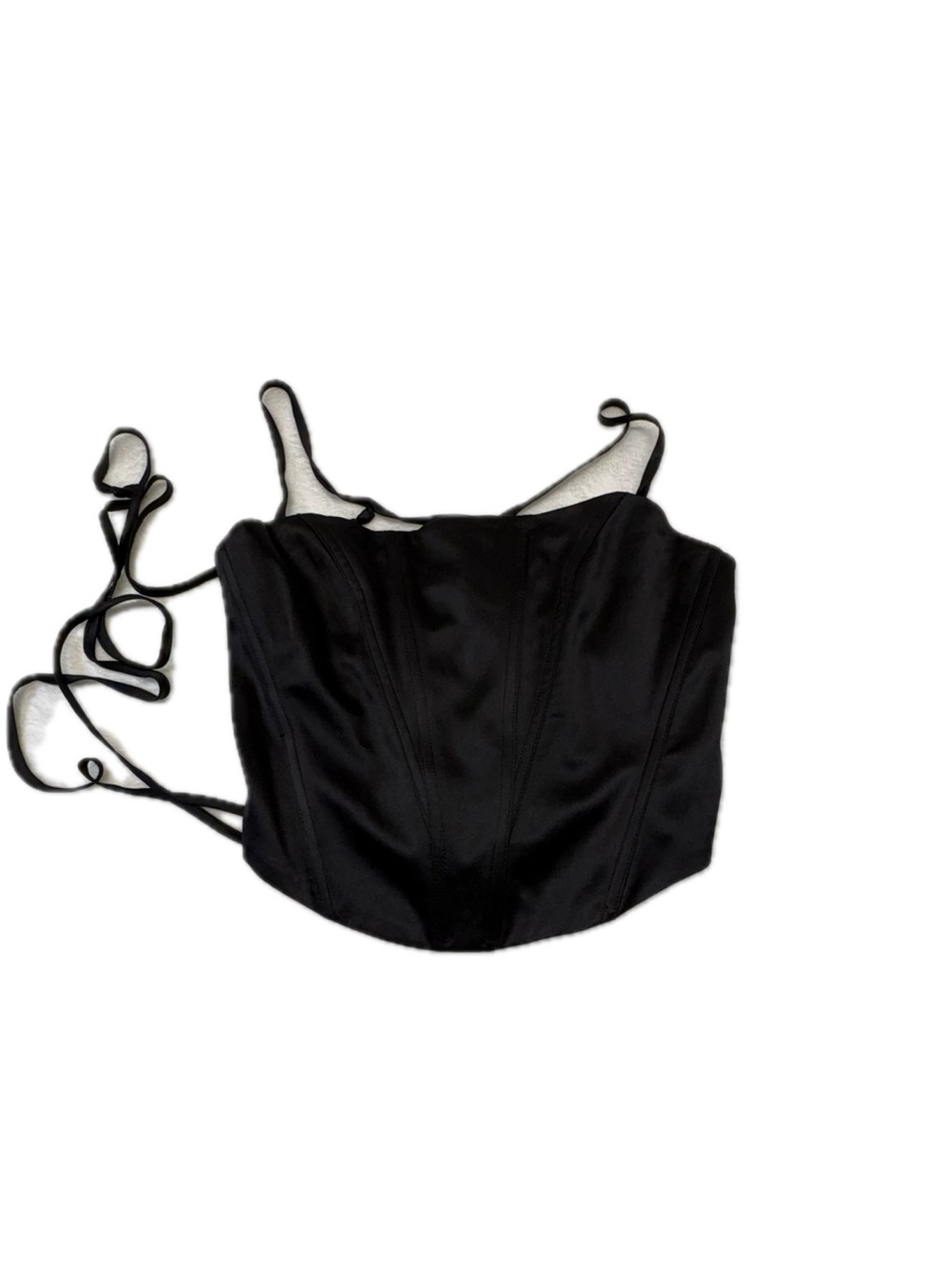 NWOT Garage Black Satin Lace-Up Corset Top